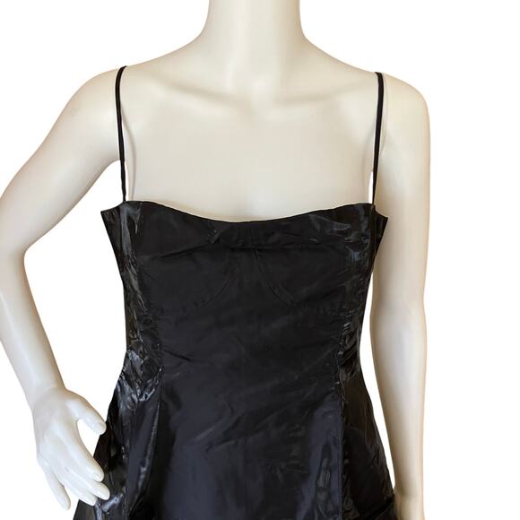 NWT Danielle Bernstein WeWoreWhat Black Satin Mini Dress Size 8 - Picture 4 of 7